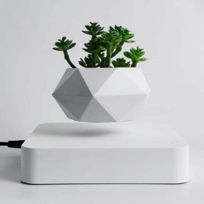 Vase Flottant Magnétique Blanc - Pot de Fleur en Lévitation - Science Labs