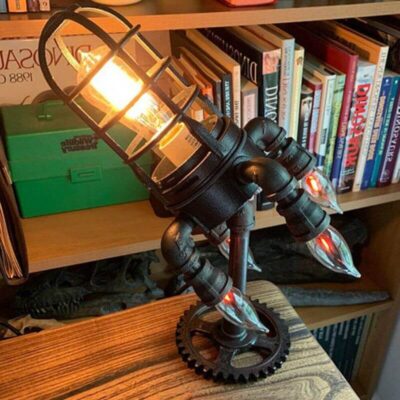 Steampunk Rocket Lamp Vintage, Steampunk-Raketenlampe