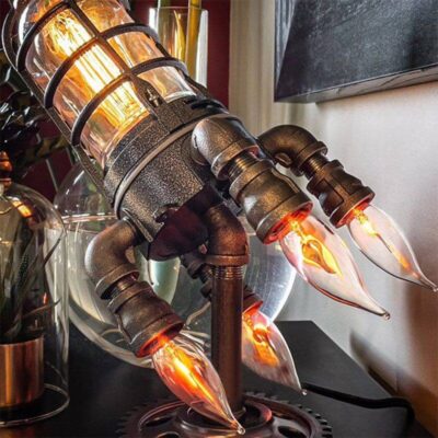 Lampe Fusée Vintage industriel - lampe espace - deco scientifique
