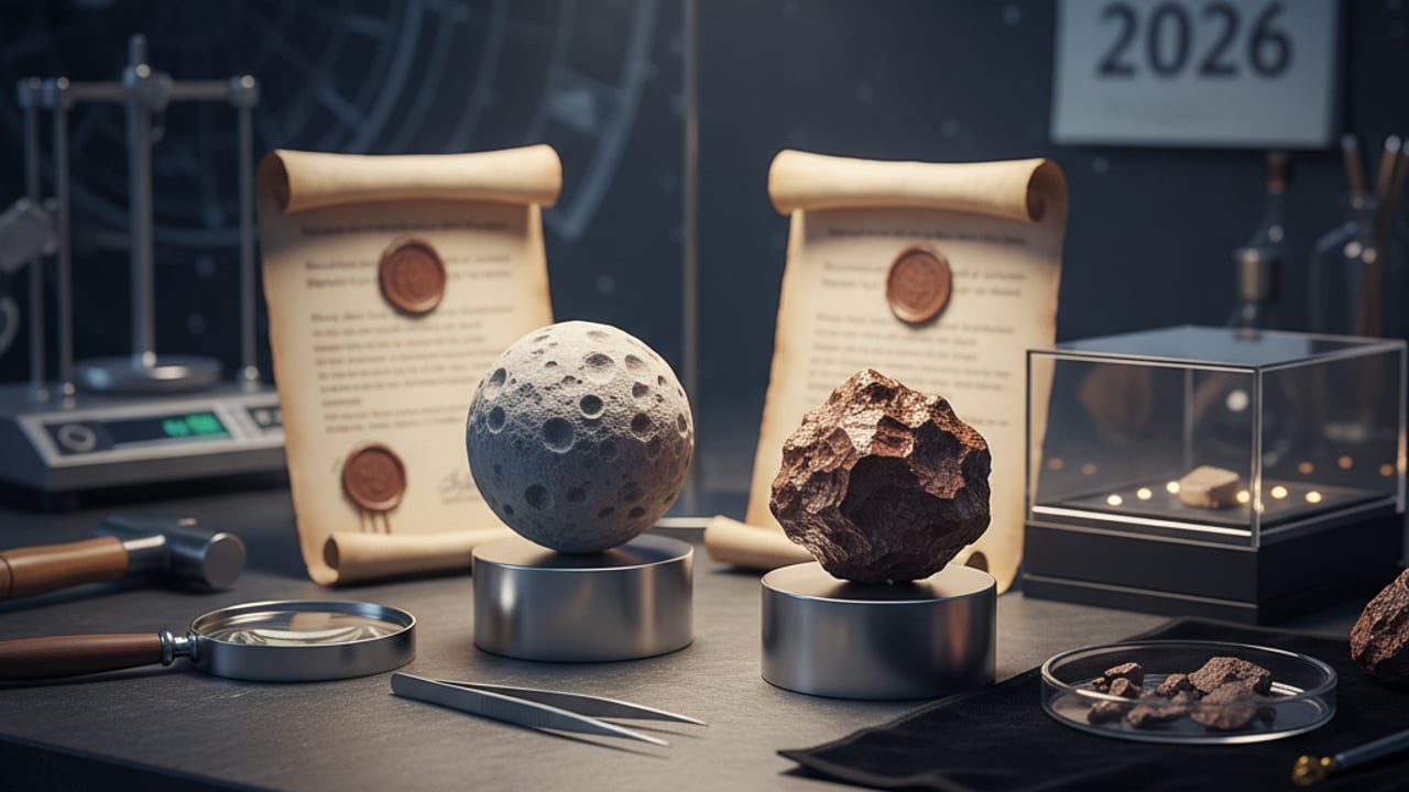 1. Mondmeteorit oder Marsmeteorit mit Echtheitszertifikat