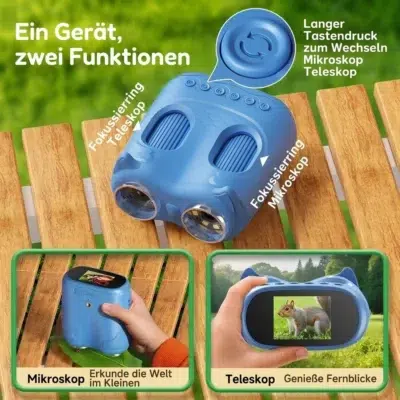 Fernglas Kinder 2 in 1 mit Mikroskop und Display
