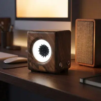 Ferrofluid Lampe aus Nussbaum