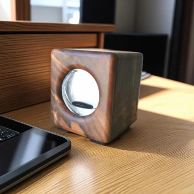 Ferrofluid Lampe aus Nussbaum