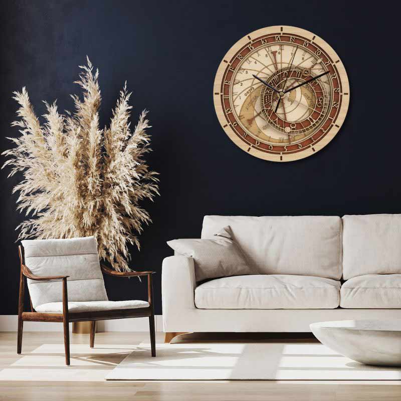 Astronomische Wanduhr aus Holz Bild 2