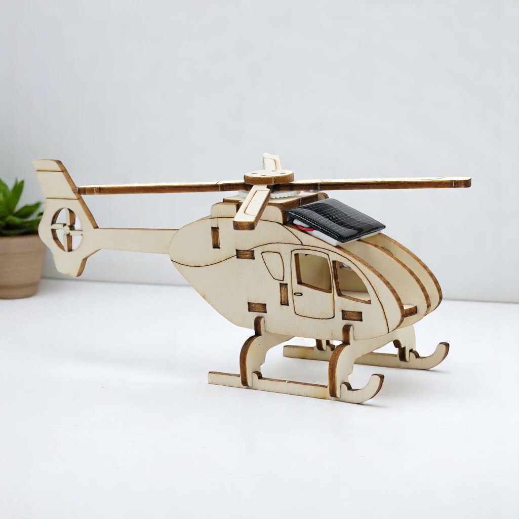 3D Solar Hubschrauber aus Holz Bild 2