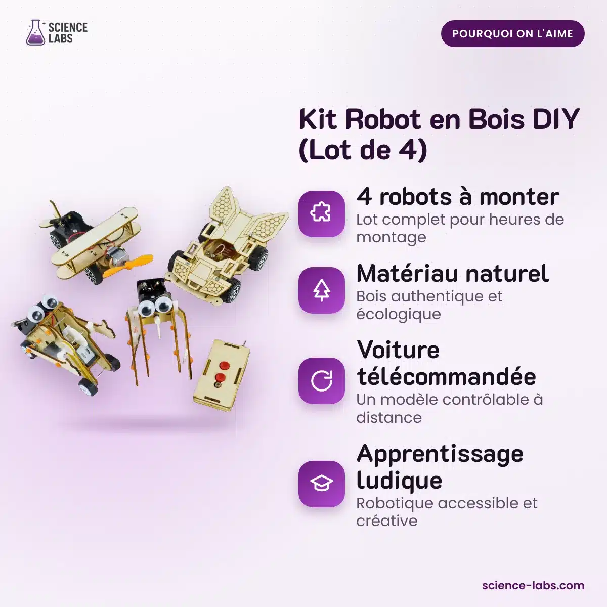 Holzroboter Bausatz 4er Set Bild 4
