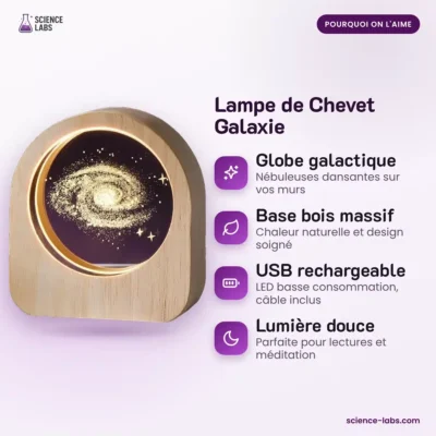 Galaxie Nachttischlampe mit Holzsockel Bild 3