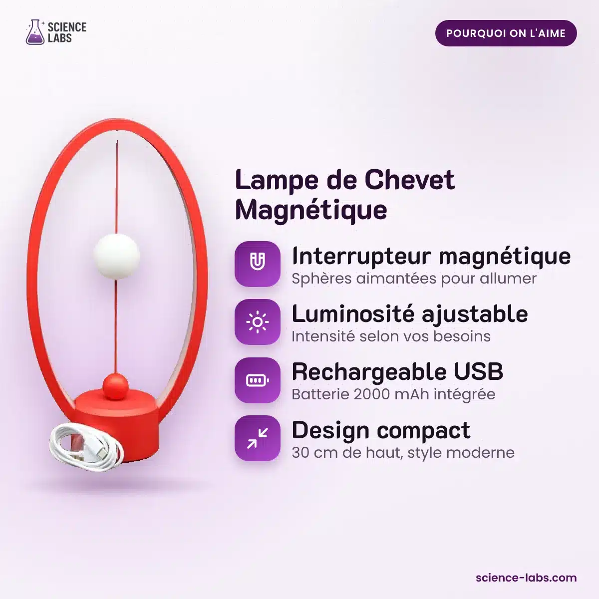 Magnetische Nachttischlampe mit Akku Bild 3