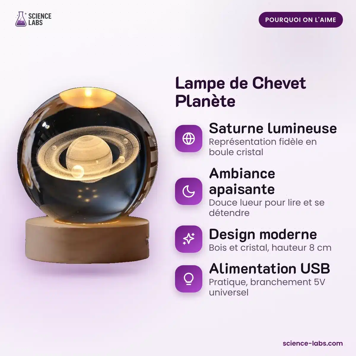 Planeten Nachttischlampe Saturn Bild 3