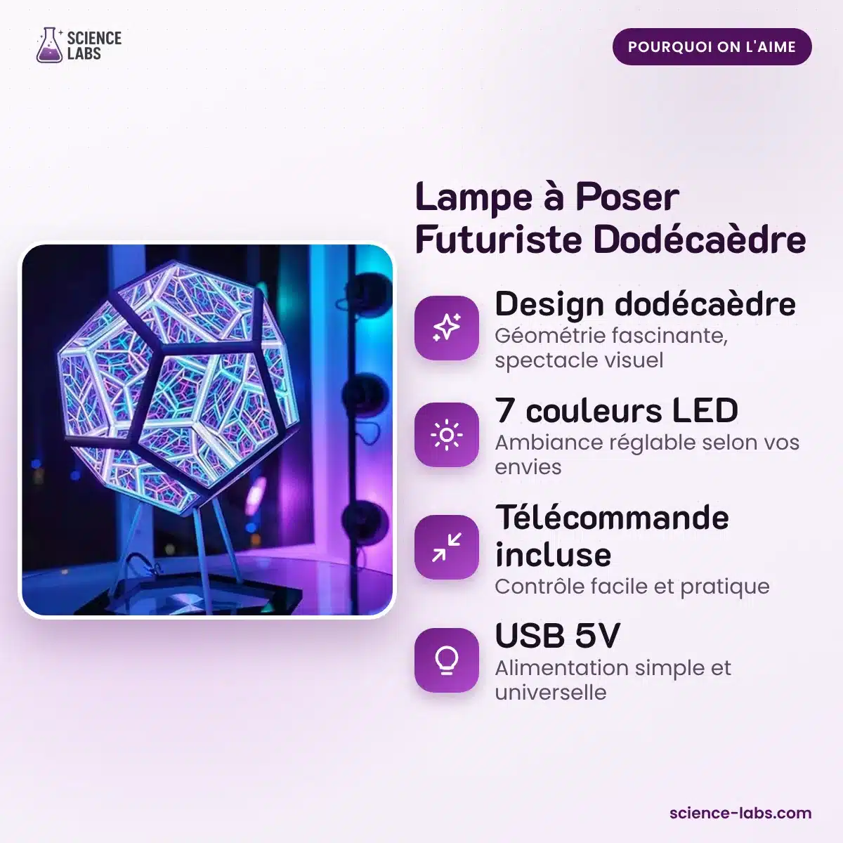 Futuristische Dodekaeder Tischlampe Bild 3
