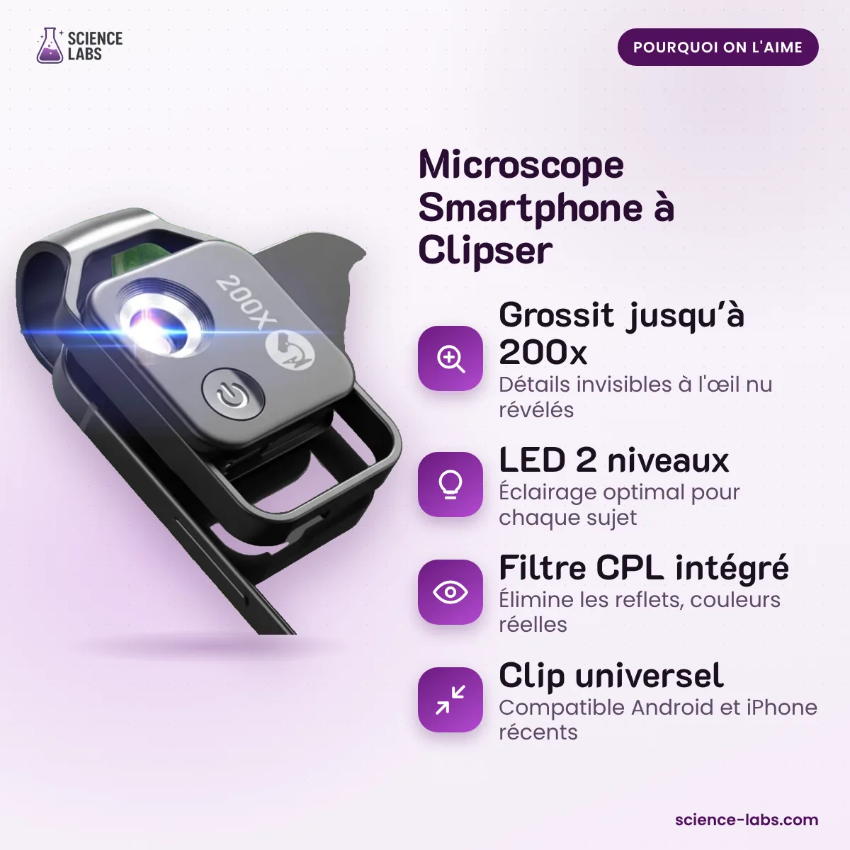 Handy Mikroskop Clip 200x Bild 3