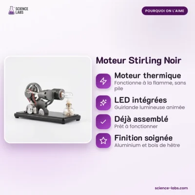 Stirlingmotor Schwarz mit LED Bild 3
