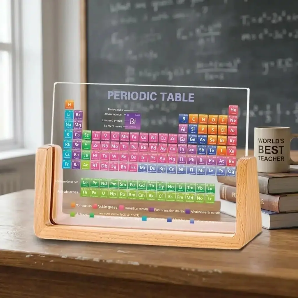 Periodensystem Acryl mit Holzsockel
