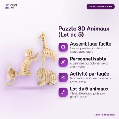 3D Holzpuzzle Tiere 5er Set Bild 3
