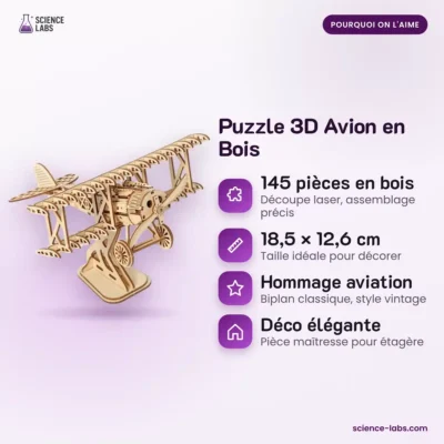3D Holzpuzzle Flugzeug Doppeldecker Bild 3