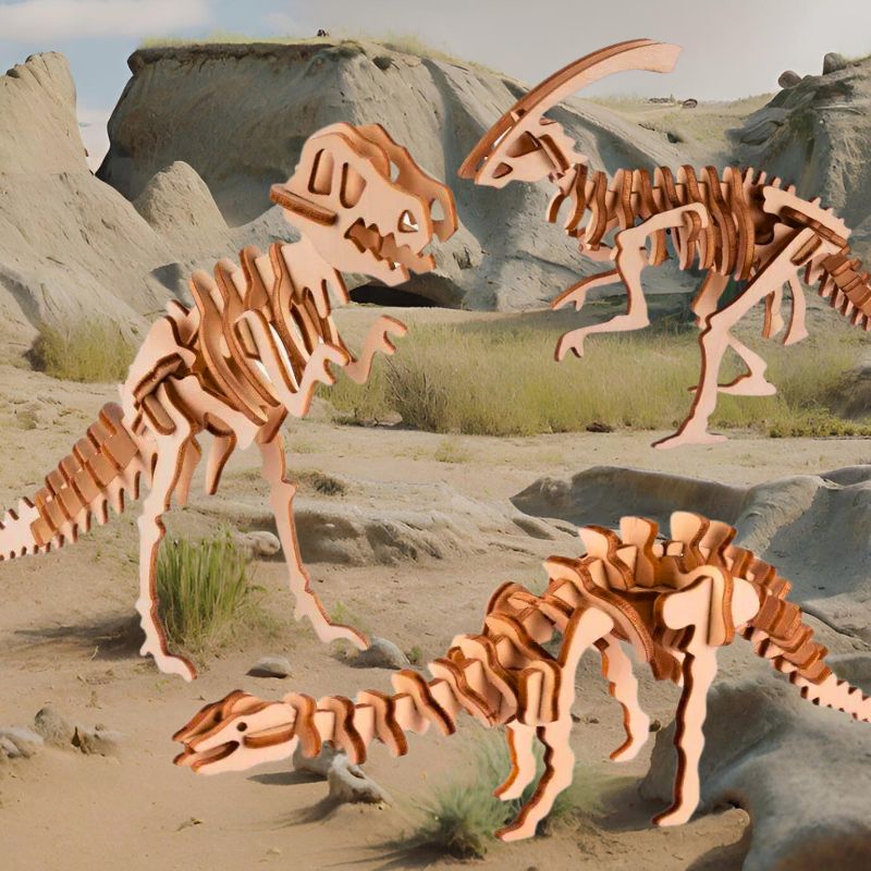 3D Holzpuzzle Dinosaurier 3er Set