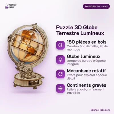 3D Holzpuzzle Globus mit Licht Bild 3