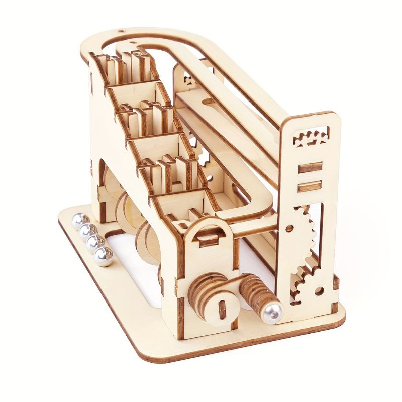 Mechanisches 3D Holzpuzzle Kugelbahn Bild 5