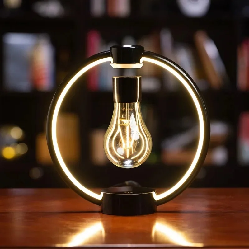 Ringlampe mit schwebender Glühbirne