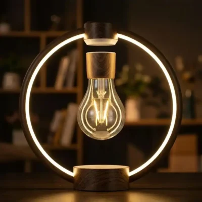 Ringlampe mit schwebender Glühbirne