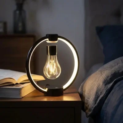 Ringlampe mit schwebender Glühbirne