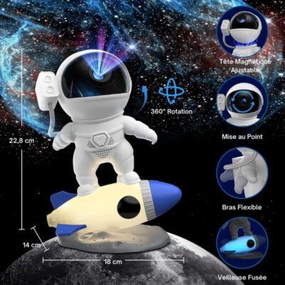 Astronaut Galaxy Projektor auf Rakete Bild 5