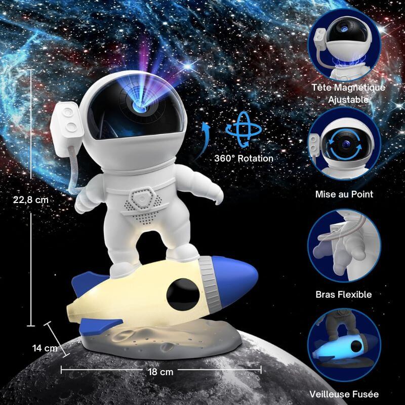 Astronaut Galaxy Projektor auf Rakete Bild 5