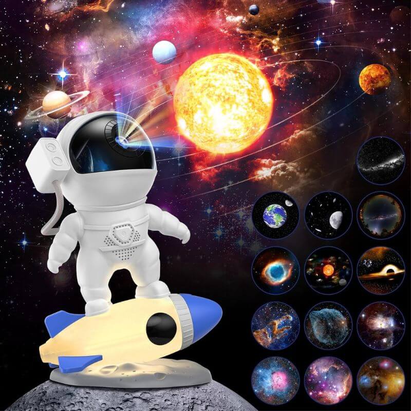 Astronaut Galaxy Projektor auf Rakete