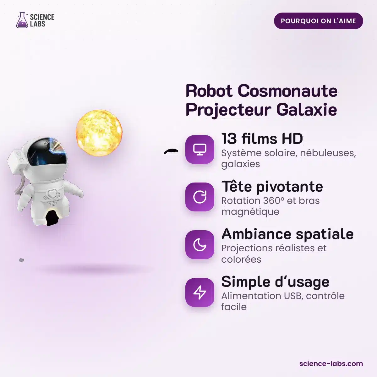 Astronaut Galaxy Projektor auf Rakete Bild 3