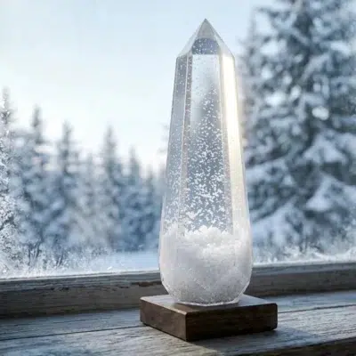 Sturmglas Prisma Gletscher mit Holzsockel