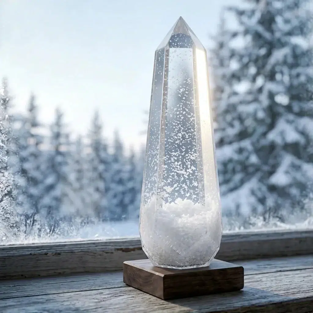Sturmglas Prisma Gletscher mit Holzsockel