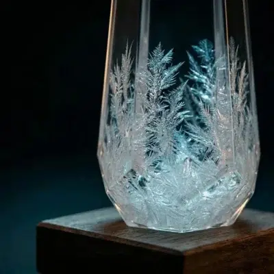 Sturmglas Prisma Gletscher mit Holzsockel