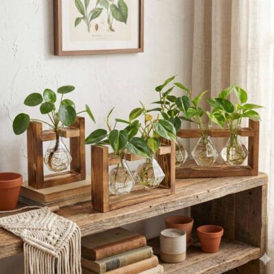 Becherglas Vase Holzständer 3er Set