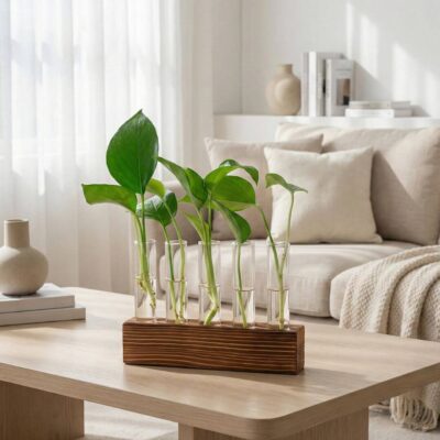 Reagenzglas Vase mit Holzständer