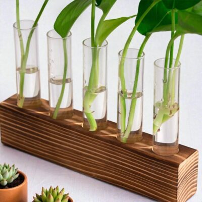 Reagenzglas Vase mit Holzständer Bild 5